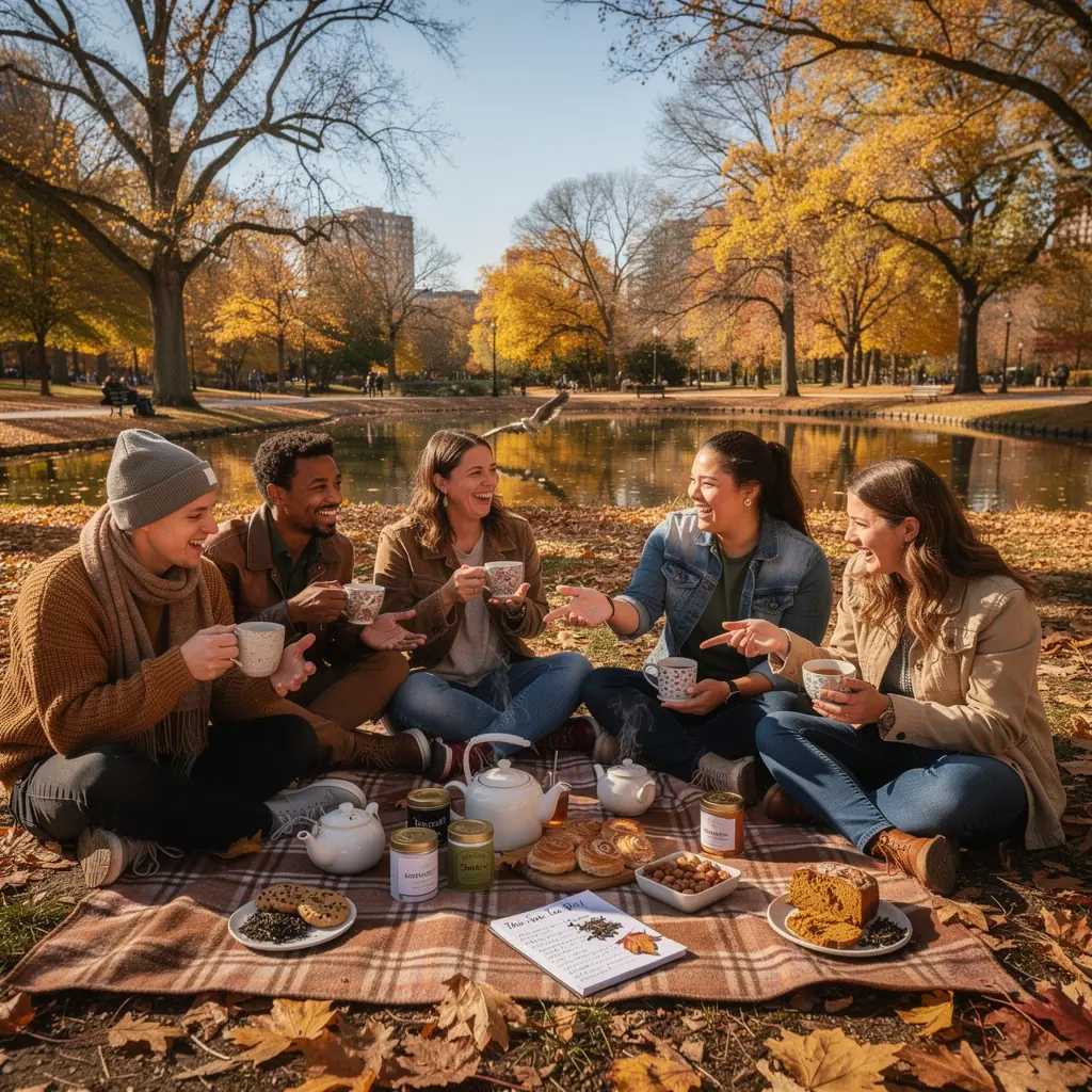 Relaxáló teázási pillanat, ahol a tea és a fűszerek harmóniája érződik.