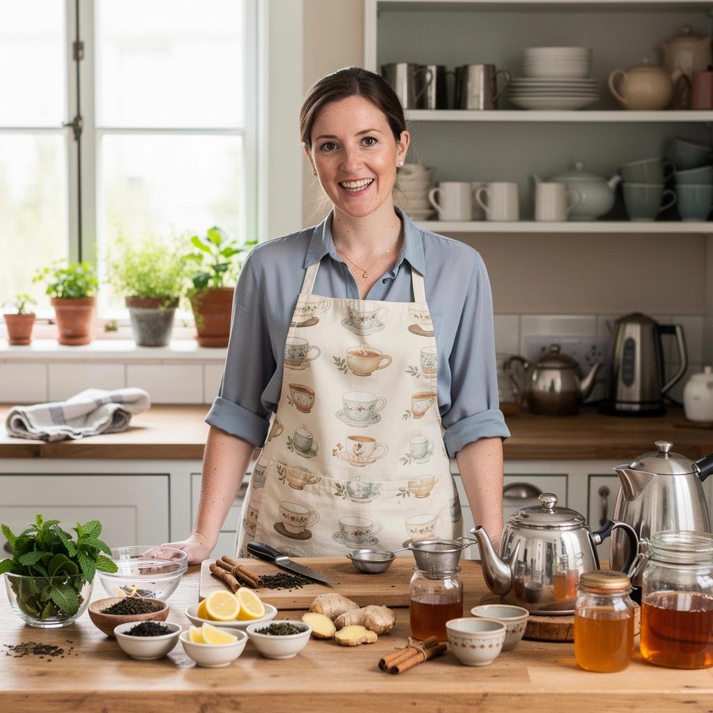 Különböző teafajták és fűszerek egy asztalon, színes tálkákban bemutatva.